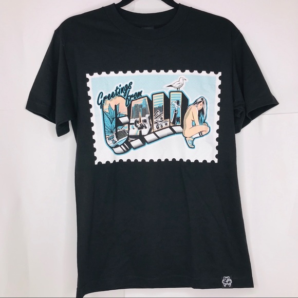 2 Shirts Black Greetings From Cali/Maroon Gas-mask - Picture 2 of 8